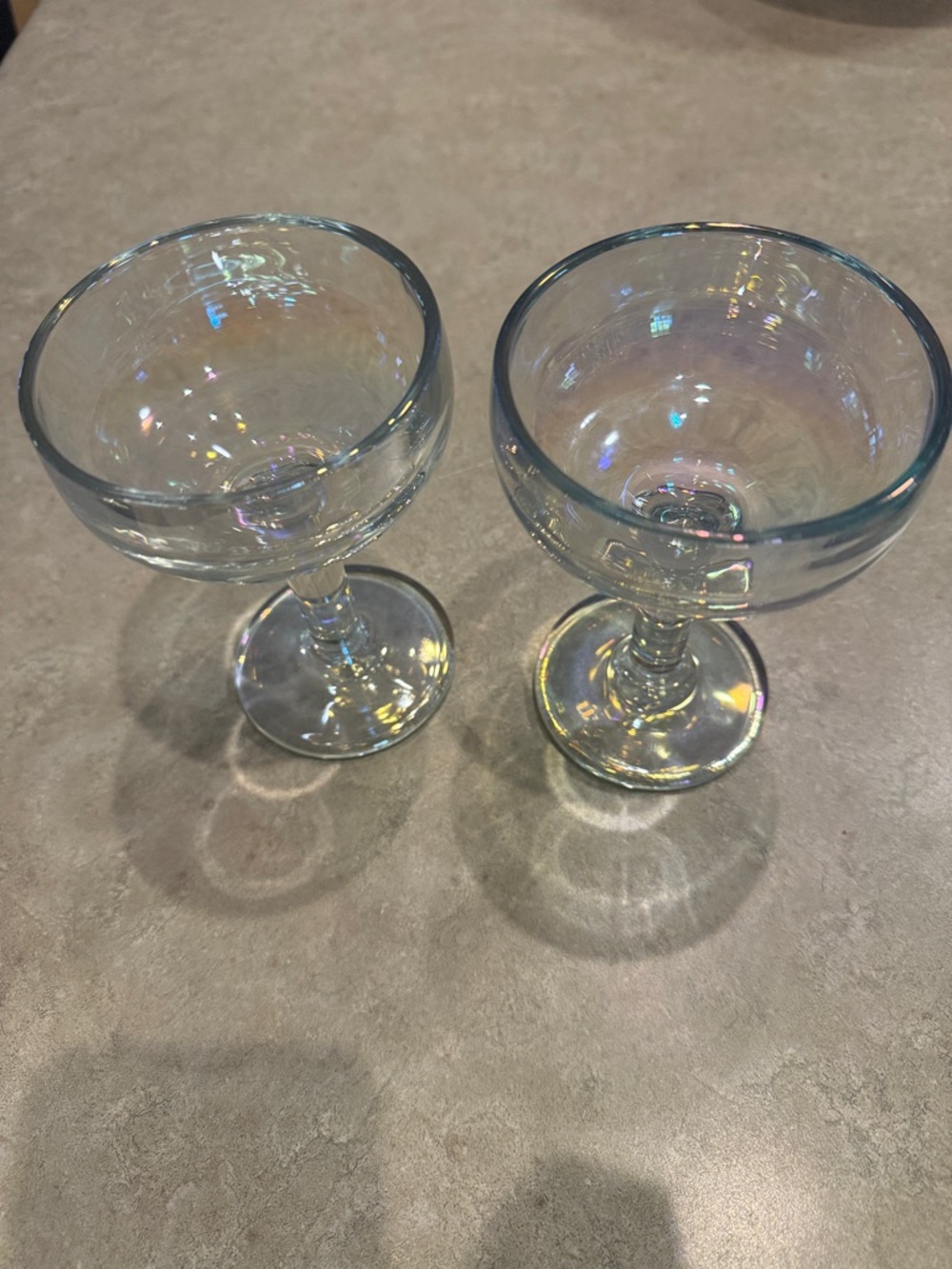 Iridescent 4 1/2 oz Embassy Champagne Coupe Glass - Safedge Rim & Foot-Set of 2
